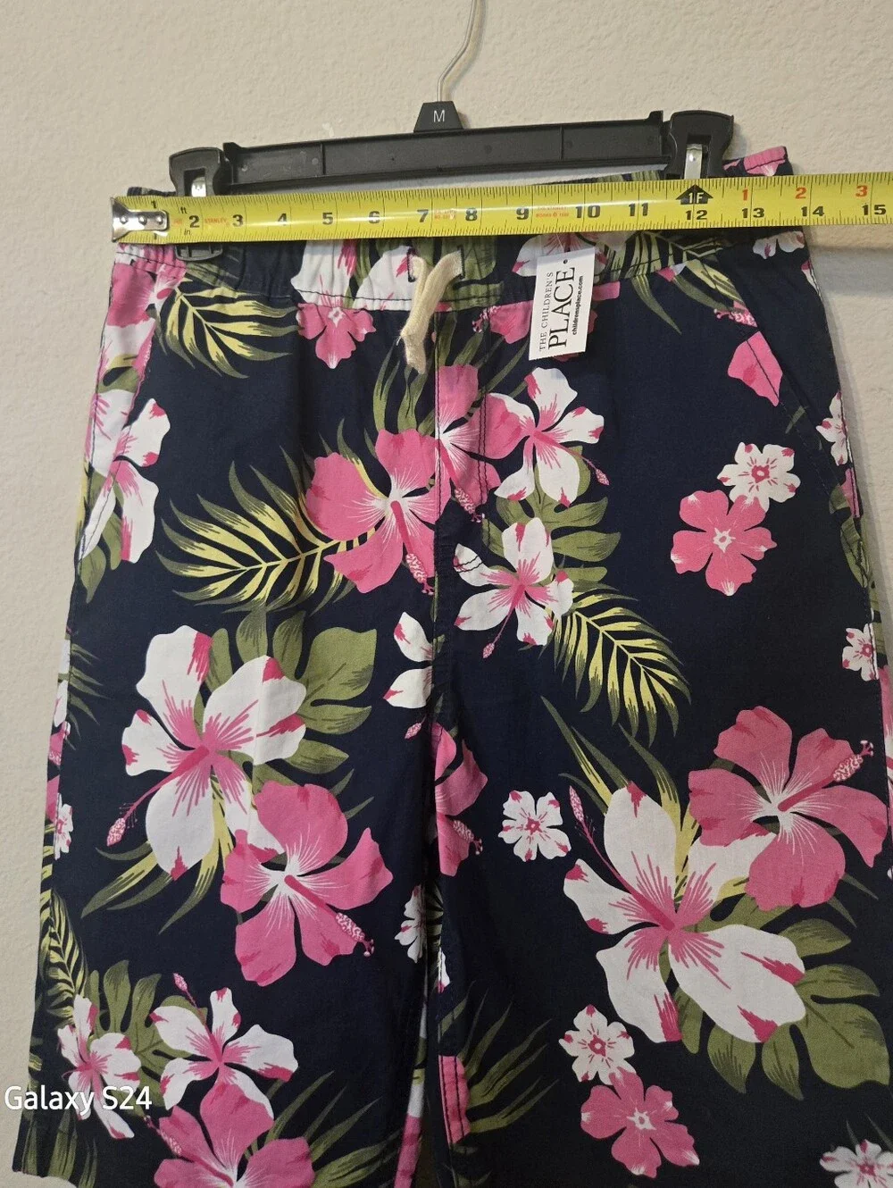 The Children's Place Navy Floral Shorts with Pink Hibiscus. Boys Size 16